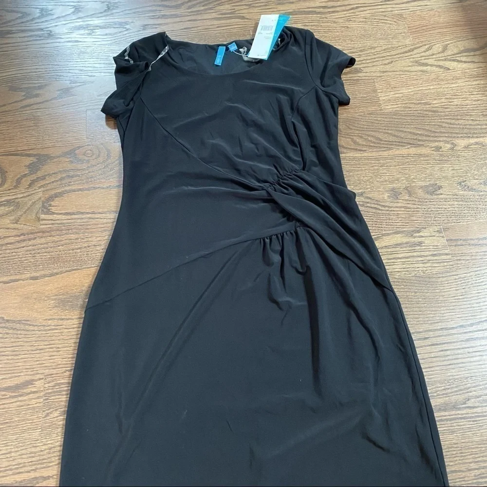NWT Black b-slim short sleeve slimming scoop neck dress Built in shape-wear sz M